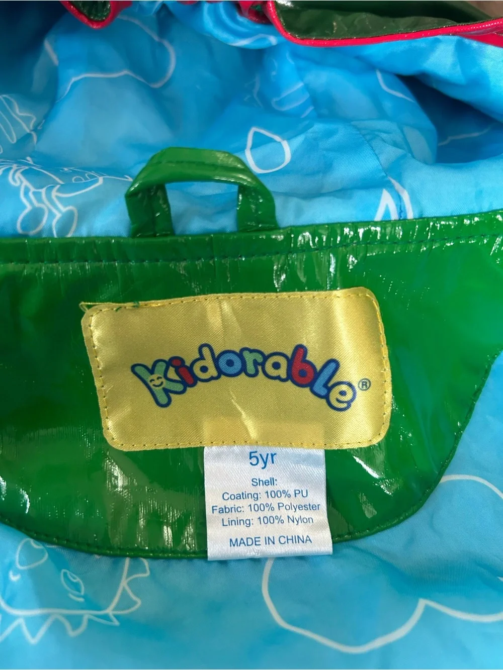 Kidorable size 4/5 green frog Raincoat with hood - excellent condition
